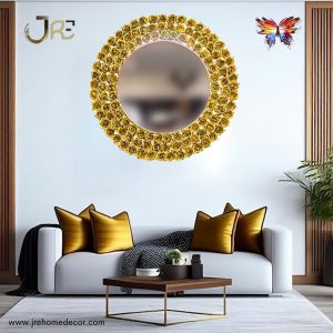 Luxury Valentine’s Day Gift Decor Gold Rose Decorative Mirror, Luxury Gold Wall Accent Decorative Mirror for Living Room Foyer Fireplace