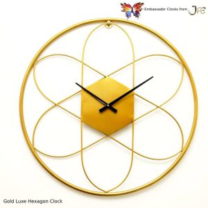 Luxury Designer Gold Hexagon Modern Wall Accent Decorative Clock