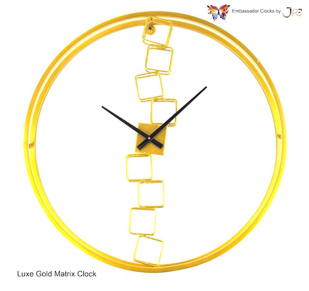 Luxury Designer Gold Matrix Modern Wall Accent Decorative Clock - JRE ...