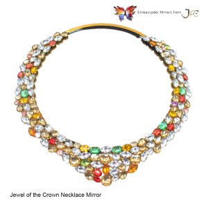 Jewel of the Crown Crystal Necklace Luxury Designer Decorative Accent Mirror – White Green Light Color