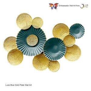 Luxe Blue Green Gold Wall Décor Gold Metal Wall Art for Living Room, Office