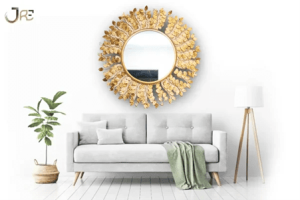 Luxury Gold Leaf Designer Wall Accent Decorative Mirror
