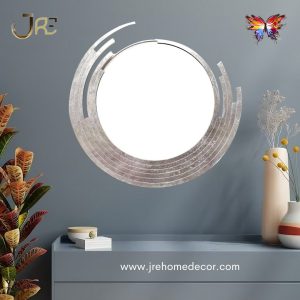 Luxury Designer Silver Chrome Crescent Modern Accent Mirror