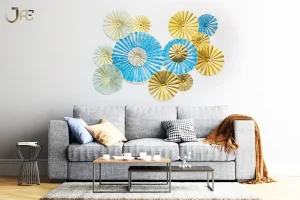 Luxury Designer Blue Gold Plate Wall Décor, Blue Gold Large Wall Art