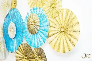 Luxury Designer Blue Gold Plate Wall Décor, Blue Gold Large Wall Art